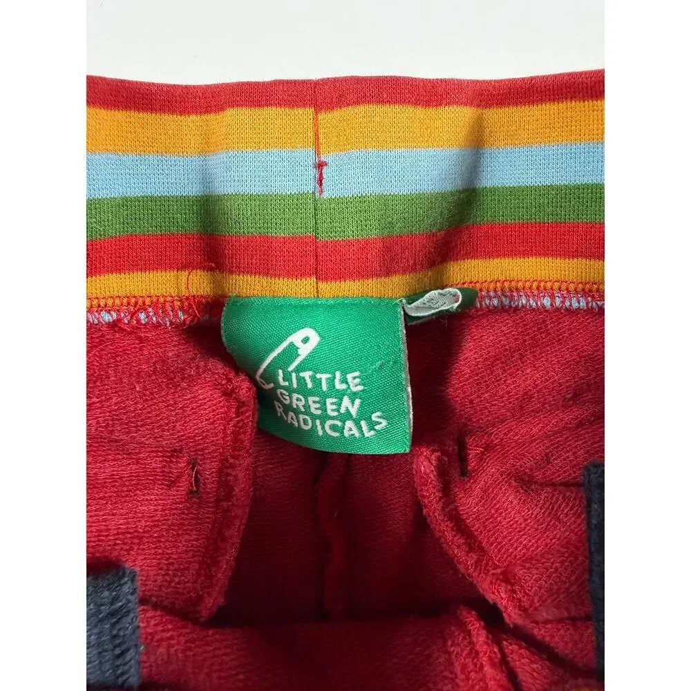 Little Green Radicals Organic Cotton Sweat Shorts Red Rainbow Size 6–7 Years